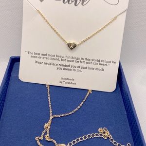 “Kisses” Necklace 14K Gold Filled Heart Pendant